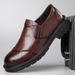 2026 Autumn New Business Casual Leather Men's Hand Grip Pattern Round Head Set Single Thick Soled Shoes 2355_vogvips.com