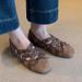 Retro Bowknot Cross-Strap Mary Jane Shoes For Women 2025 Spring/Summer New Style Shallow Rivet Ballet Flats_vogvips.com