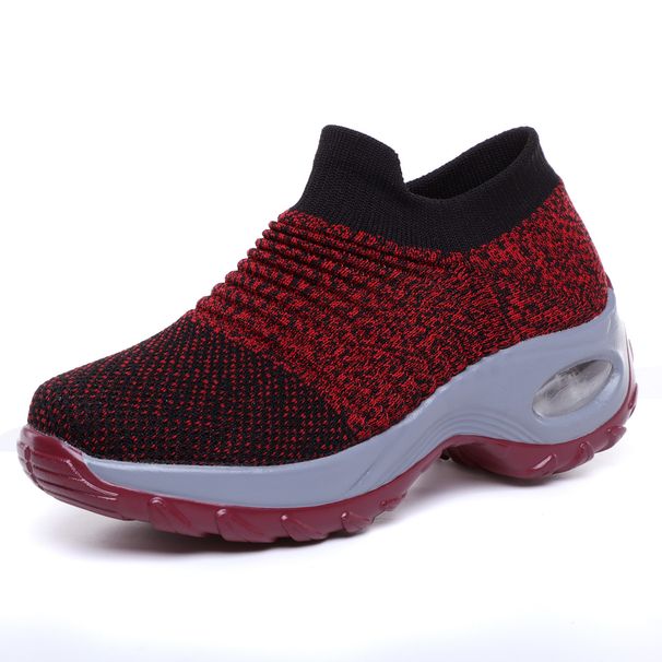 Women's Shoes Popular Plus Size Women's Shoes Air Cushion Fly Knit Sports Shoes Over The Foot Shoes Fashion Rocking Shoes Casual Shoes Socks Shoes_vogvips.com