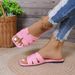 Plus Size Women's Trendy Knitted Flat Bottom Casual Couple Beach Shoes Summer Outerwear Comfortable Sandals For Women_vogvips.com