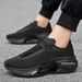 Black Men's Shoes, Large Size 46, Summer Breathable Mesh, Student And Youth Thick-Soled Trendy Casual Sports New_vogvips.com