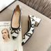 Princess Single Shoes Cross-Border Trade Leopard Print Fly Weave Pointed Toe Chunky Heel Shallow Mouth Mid-Heel Woven_vogvips.com