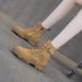 Genuine Leather Fashion Winter Versatile Canvas Short British Style Casual Martin Boots Women's Shoes 2025 New Model_vogvips.com