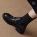 Martin For Women, Autumn And Winter Thick-Soled Short Knitted Stretch Sock Boots, Chunky Heel Small Leather Shoes,_vogvips.com