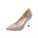 Silver One-Strap Buckle French Style High Heels Fashion Thin Heel Pointed Toe Large Single Small Size Bride Bridesmaid_vogvips.com