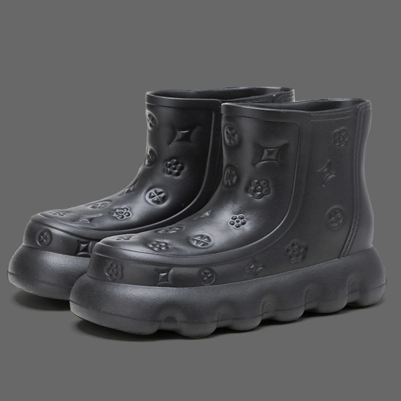 Rain Boots Rain Women S Rainy Days New Thick Bottom Non Slip Booster Short Barrel Martin Waterproof And Wear Resistant_vogvips.com