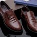 Men's Retro Round Toe Slip-On Dress Shoes Comfortable Office Footwear_vogvips.com