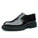 Men's leather dress shoes business casual thick sole increase Brock carved wedding shoes_vogvips.com