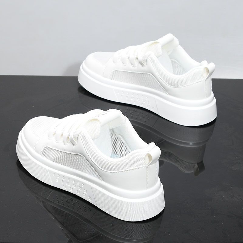 Men's Fashionable Sports Casual White Sneakers Breathable Mesh Thick Soled Shoes New Summer Trendy Skate Shoes_vogvips.com