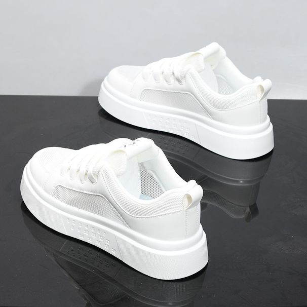 Men's Fashionable Sports Casual White Sneakers Breathable Mesh Thick Soled Shoes New Summer Trendy Skate Shoes_vogvips.com