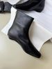 French Minimalist Style Short Slim Women 2024 Fleece Lined Back Zipper Square Toe Versatile Low Heel Martin Boots_vogvips.com