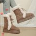 Women's Shoes Winter New Style Retro Fur Lined Warm Snow Boots For Women, Thick Sole, Fleece Lined, Extra Thick, Non Slip Cotton Shoes_vogvips.com