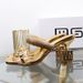 High Aesthetic Gold One Word Slipper 2024 Summer New Fashion Thick Irregular Metal High Heel External Wear Sandal_vogvips.com
