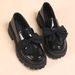 Women's Plus Size Loafers Spring Autumn Bow Tie Thick Soled Leather Retro Single Shoes_vogvips.com