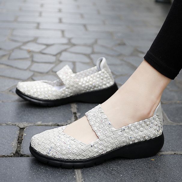 Versatile New Style Handmade Woven Hollowed Out Breathable Women's Flat Bottomed Loose Casual Shoes, Fashionable Loafers A85_vogvips.com
