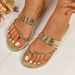 Summer New Style Gold Multi Strap Flat Sandals for Women European American Style Fashionable Versatile plus Size Flip Flops_vogvips.com