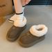 Warm Thick-soled Snow Boots Women's Thickened Velvet Big-headed Short Boots Fluffy Cotton Shoes_vogvips.com
