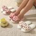 pink Strawberry Fur Slippers For Women Winter 2025 Flat Heel Short Plush Warm Indoor Shoes Woman Non Slip Bedroom Slides_vogvips.com