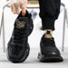Men's All Black Sneakers Lightweight Breathable Running Shoes Dad Thick Sole Height Increase Korean Style Student Trendy Sports_vogvips.com