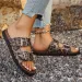 Designer Shoe European And American Fashion Leopard Print Buckle Slip On Open Round Toe Double Soled Mules Women's_vogvips.com