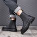 European Warm Series Men 2025 Autumn Winter Mid-top British Style Chimney Warm Snow Black Fleece Martin Boots Trendy_vogvips.com
