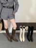 2025 Autumn Winter Unique Slimming Long Square Toe Soft Leather, Knee-High Fashion Boots With Small Wedge Heel_vogvips.com