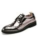 Euro Step Fashion Glossy Mirror Large Size Korean Style Brogue Nightclub Personality Gold Lace-up Leather Shoes_vogvips.com