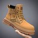 Men's Three-Color High-Top Martin Boots, Retro Suede Work Boots With Thick Sole, Chunky Yellow Boots For Outdoor & Casual Wear_vogvips.com