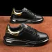 Mens Black Casual Shoes With Gold Heel Logo Outdoor Sport Tennis Unisex Mesh Shoes Air Cushion Sole Daily Outfit_vogvips.com