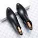 Men's Fashion Pointed Toe Chelsea Boots Vintage Distressed Leather Ankle Boots For Casual Wear, Slip-On Design With Rubber Sole, Mid Heel (3-5cm)_vogvips.com