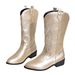 Autumn And Winter New Large Knight Boots Women's Pointed Square Heel Embroidered_vogvips.com