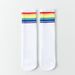 Fashion Socks For Children White Colorful Rainbow Striped Mid Tube Cotton Socks Hip Hop Style Matching Socks Student Performance Socks_vogvips.com