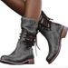 Women's Winter Plus Size Ankle Boots Back Zipper Riding Low Heeled Studded_vogvips.com