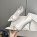 Women's Crystal Flower High Heel Wedding Shoes White Satin Evening Gown Reversible Shoes For Wedding Dresses_vogvips.com