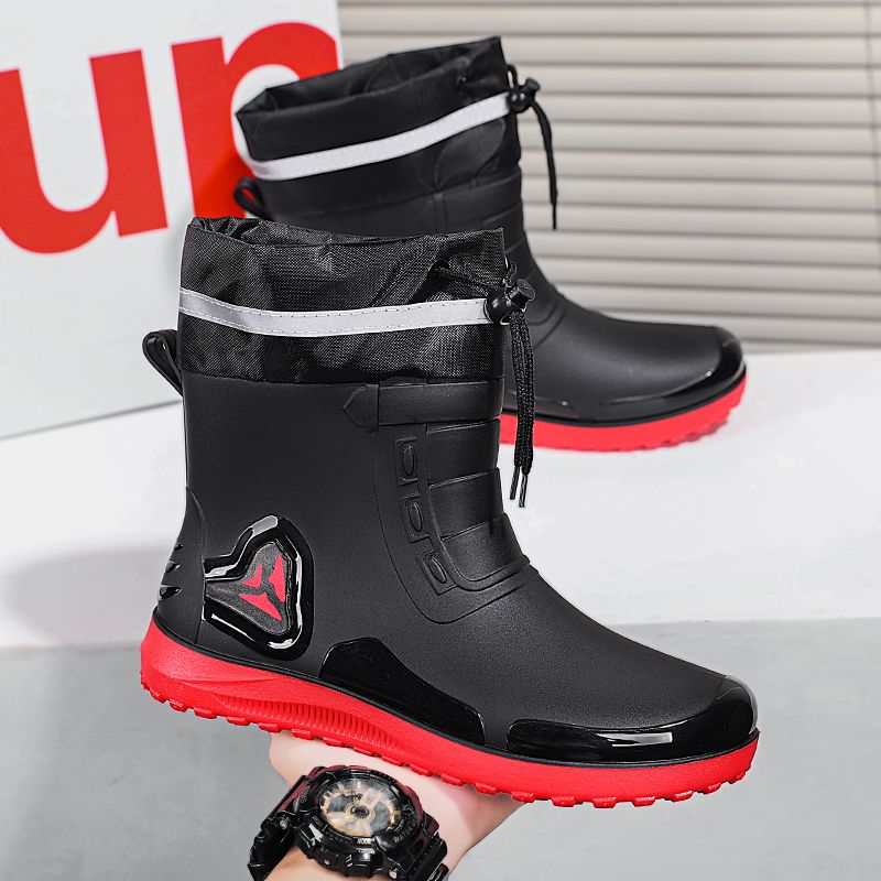 Single Shoe Drawstring Waterproof Rain Boots Sizes 39-44_vogvips.com