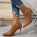 Women's plus Size Pointed Toe Suede High Heeled Fashion Boots Stiletto Heel Retro Slip-On Ankle Boots Autumn_vogvips.com