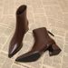 High-End Short For Women, Chunky Heel Pointed Toe Martin High Heels, Ankle Boots, Korean Style Black Slim Boots_vogvips.com