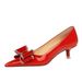 237-H35 Korean Style Fashion Party Shoes, Stiletto Mid-Heel, Shallow Mouth, Pointed Toe, Patent Leather, Rhinestone_vogvips.com