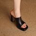 High-heeled Shoes 2026 Spring New Women's Square-toed Chunky Heel High-heeled Fashion Shoes, Open-toed Slip-on Mules_vogvips.com