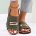 New European And American Style Flat Sandals For Women, Cross-border Fabric Elastic Band With Metal Decorations, Plus_vogvips.com