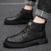 European Warm Series Martin High Mid Top New British Style Men's Leather Shoes Autumn Winter Fleece Lined Short Boots_vogvips.com