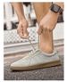 First Layer Pigskin Men's Shoes Board Shoes Men's Sports And Leisure Shoes Men's Mesh Round Head Lace-up Small White_vogvips.com