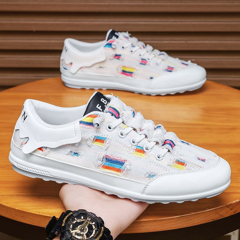 Men's Summer New Versatile Casual Sneakers, Lightweight Soft Sole Non-Slip Slip-On Printed Loafers N19_vogvips.com