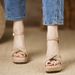 2025 Summer New European And American Fashion High-Heeled Women's Shoes With One-Strap Buckle, Square Toe, Chunky Heel,_vogvips.com