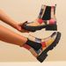 Women's Chunky Heel Chelsea Boots - Vintage Style Ankle Boots With Round Toe & Rubber Sole, Comfortable Mid-Calf Boots_vogvips.com
