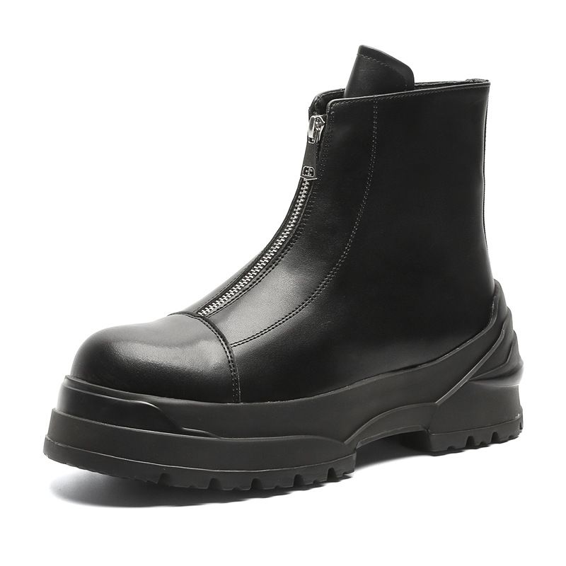Front Zipper Lazy Welfare Casual Men's Boots Vintage Tooling Boots Outdoor Martin Boots_vogvips.com
