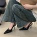 French Style High Heels Peep Sandals For Women 2025 Spring Summer New Elegant Stiletto Pointed Toe Black Single Shoes To_vogvips.com