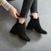Plu Size Chelea Ankle For Women Black Round Toe Caual Comfortable Chunky Bare Short Tube Mid Heel Britih Martin_vogvips.com