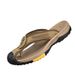 Fashion Classic Four Seasons Top Layer Cowhide Large Size Herringbone Outdoor Room Men's Cool Slippers_vogvips.com