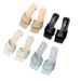 Trendy Fashionable Soft Square-toed Chunky-heeled Candy-colored Sweet European And American Style Women's Slippers,_vogvips.com